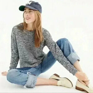 J.Crew Collection Blue Marled Cotton Blend Top Sweater Size M
